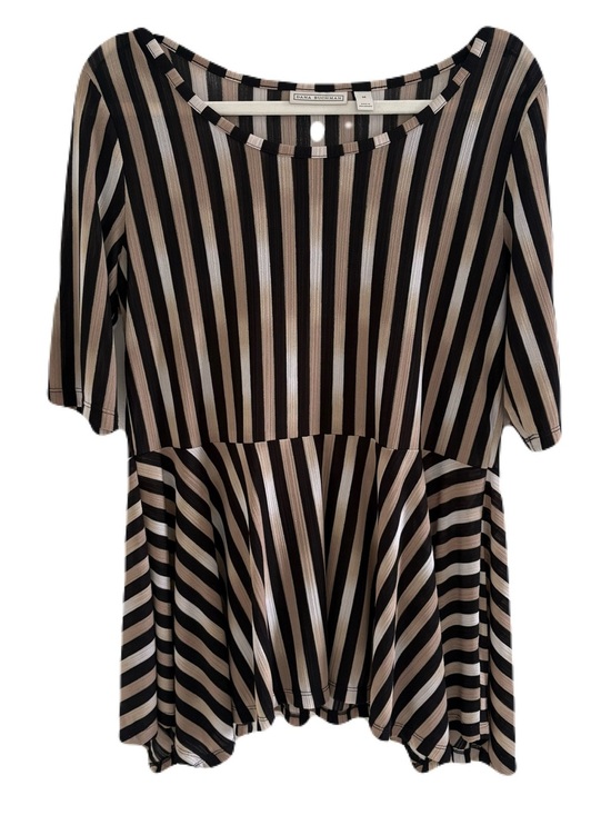 Dana Buchman Tops - Dana Buchman Black and Cream Striped Peplum Tunic
